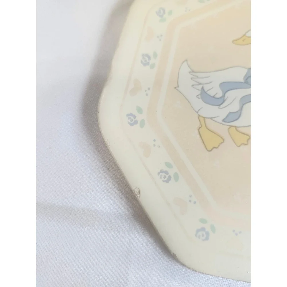 Vintage Ceramic Goose Trivet Hot Pot Tile Cork Backing Country Farmhouse Decor